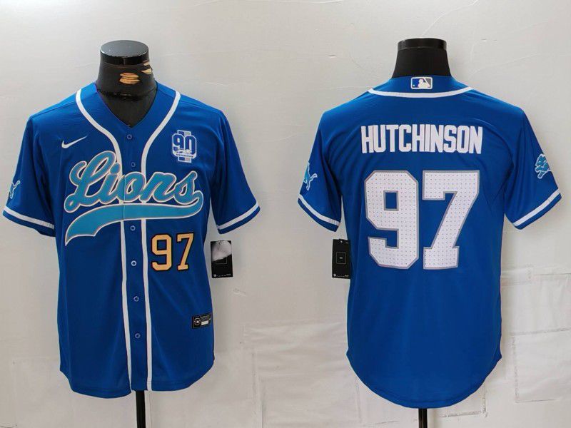 Men Detroit Lions #97 Hutchinson Blue Second generation joint name 2024 Nike Limited NFL Jersey style 8153->golden state warriors->NBA Jersey